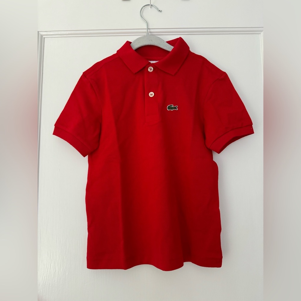 NWT Lacoste Red Kids' Regular Fit Petit Piqué Polo, Size 6